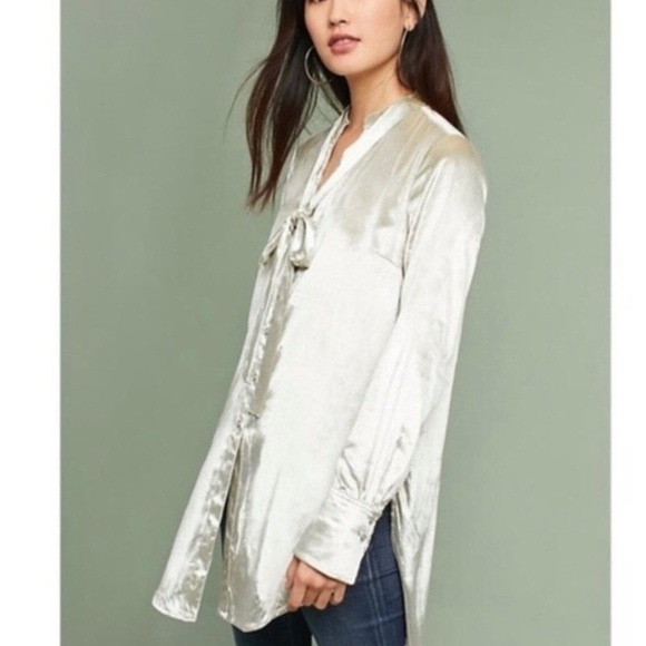 Maeve Anthropologie Crushed Velvet Shirt Size 10 EUC - Picture 1 of 6